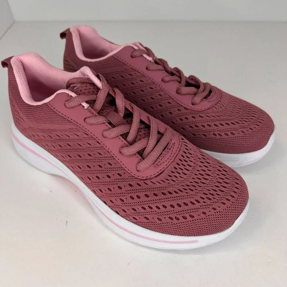 Athletic Works Womens Pink Comfort Lace Up Arch Support Size 6 Running Shoes